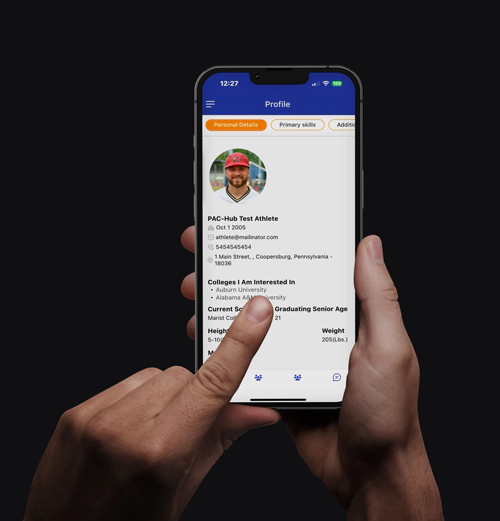 Smartphones showing PAC-hub athlete profile